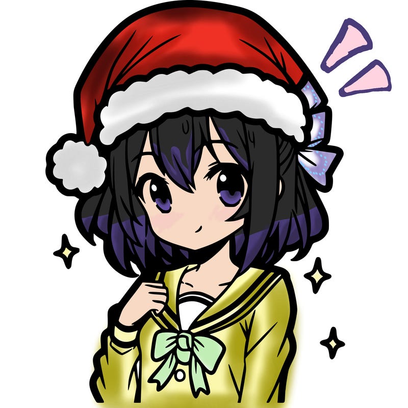 anime girl wearing a santa hat