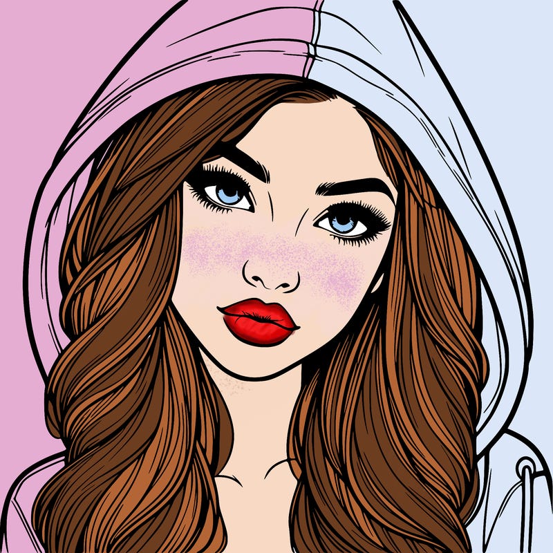 realistic beautiful girl with a hood on