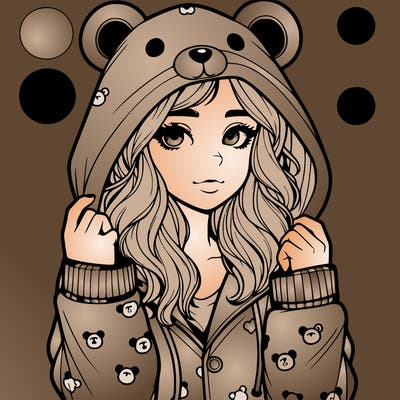 realistic girl in a animal pjs hoodie