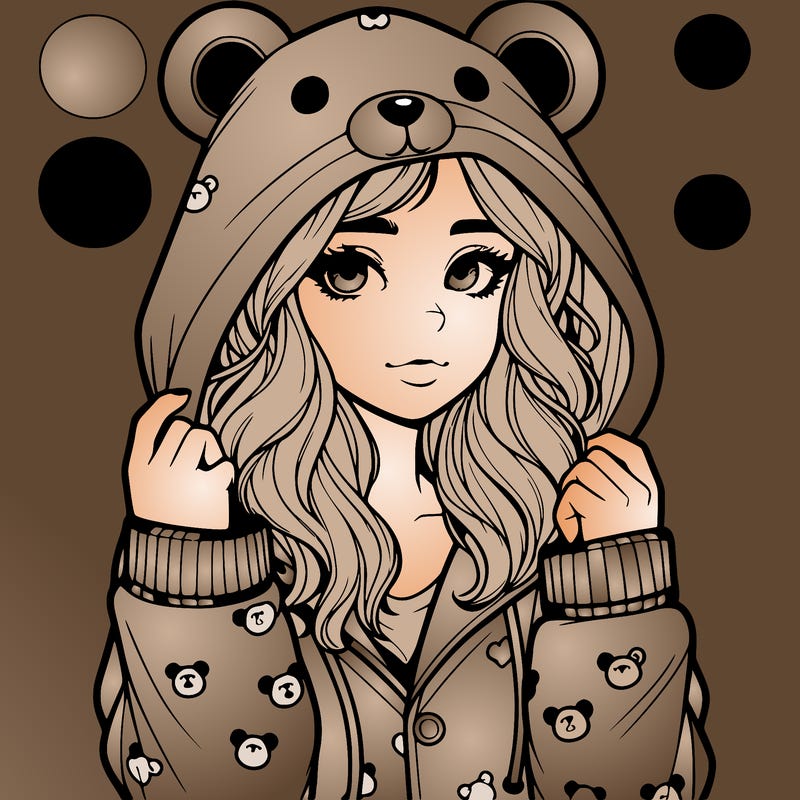 realistic girl in a animal pjs hoodie