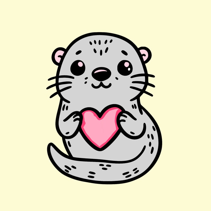 otter with a heart