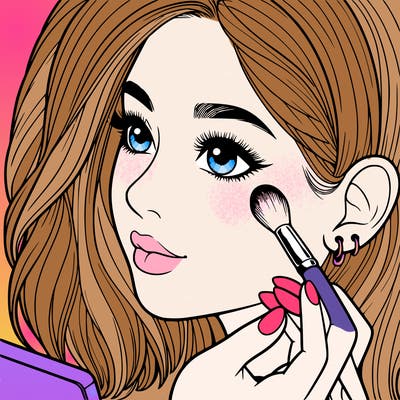 a realistic girl doing her makeup