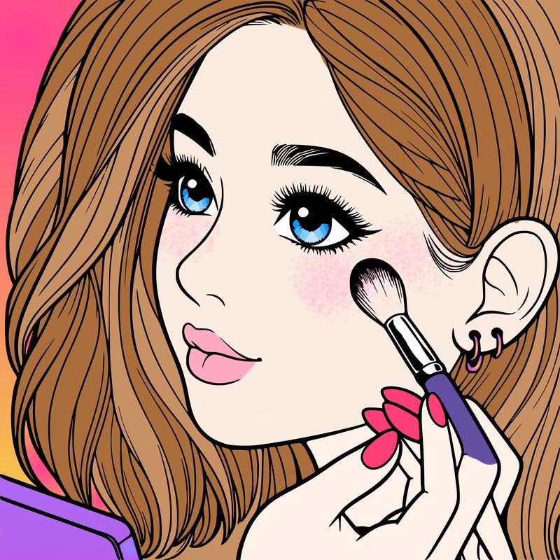 a realistic girl doing her makeup