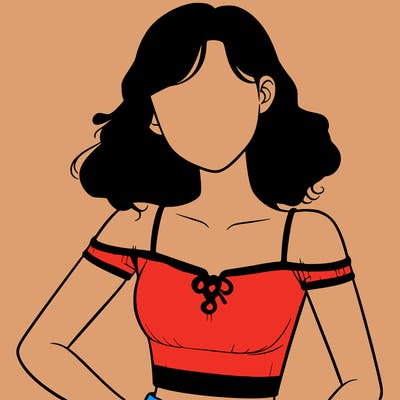 realistic pretty girl with crop top and faceless