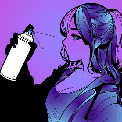 a realistic girl spray, painting
