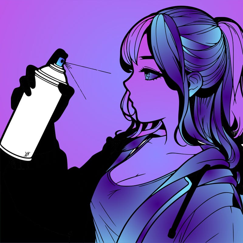 a realistic girl spray, painting