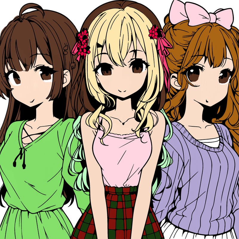 three girls anime