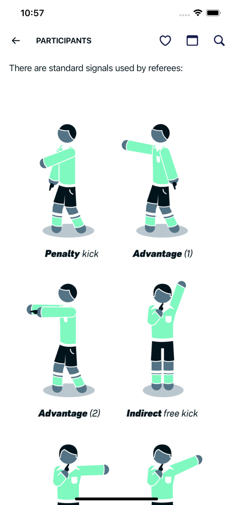 Football Rules by The IFAB - Illustrated guide of soccer referee hand signals for penalty kicks and free kicks