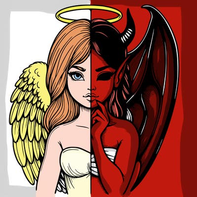 realistic angel half demon