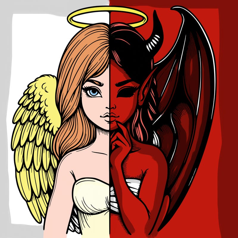 realistic angel half demon