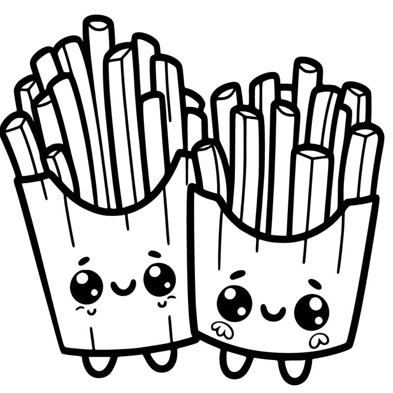 french fries with cute faces
