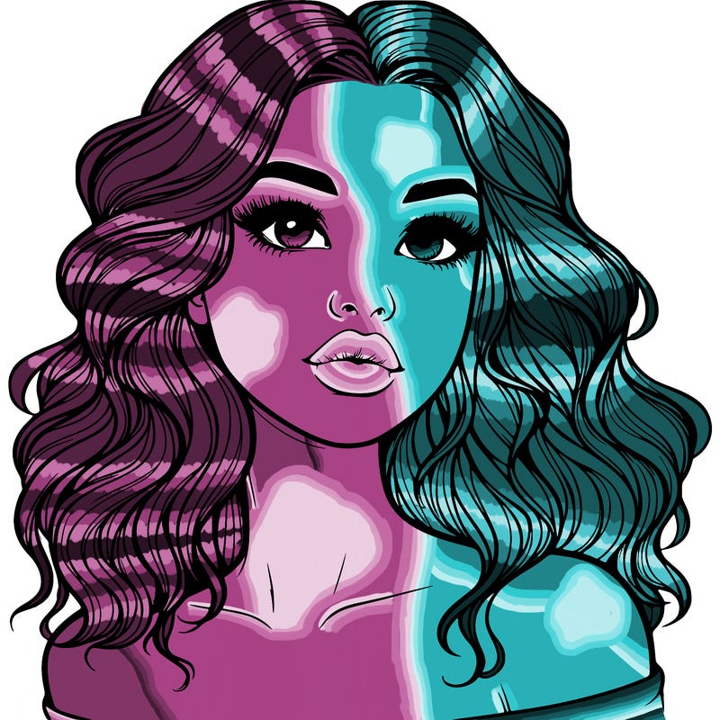 realistic girl with wavy hair and lips