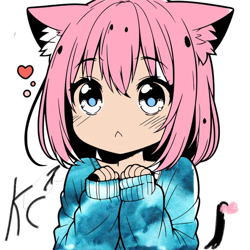 shy anime catgirl