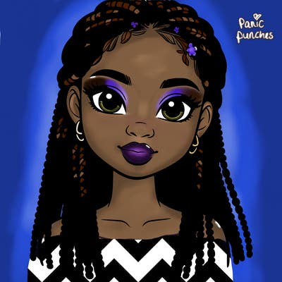 a realistic black girl with braids