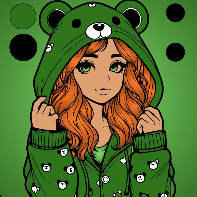 realistic girl in a animal pjs hoodie