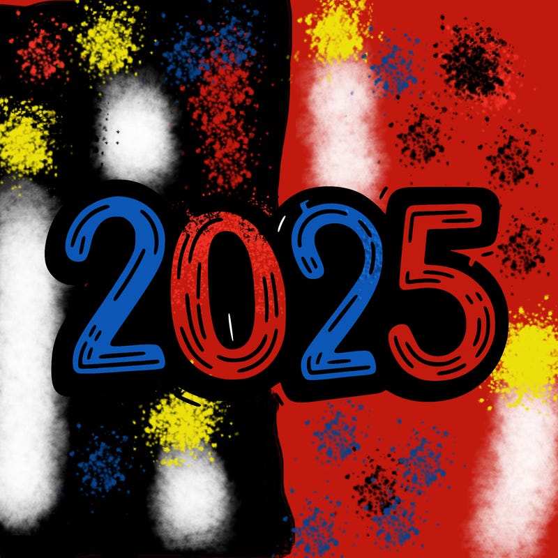 one line scrawled numbers sketch design “2025”