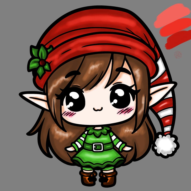 chibi christmas elf girl