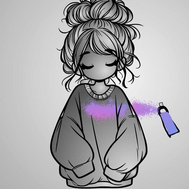 girl with baggy sweatshirt and messy bun