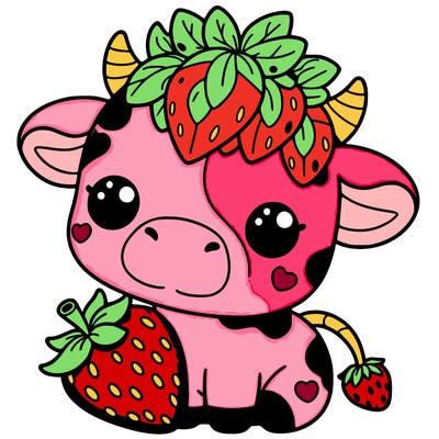 cute strawberry cow