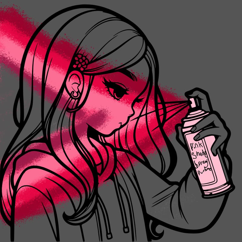 a realistic girl spray painting