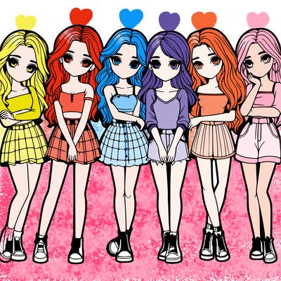 a group of girls realistic