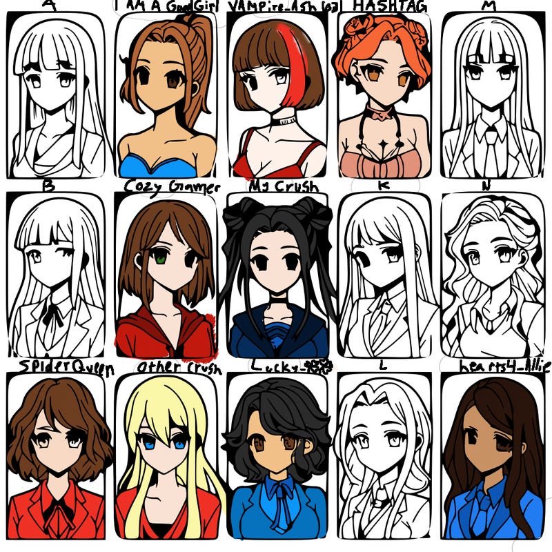 girls that look diffrent anime