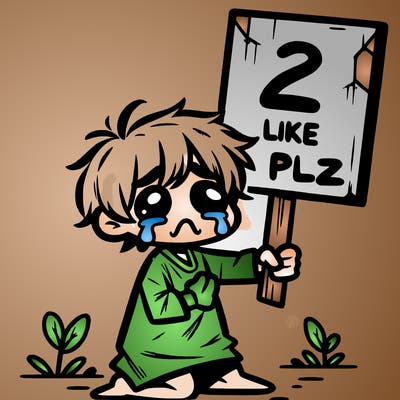 small poor toddler crying with sign that says 2 like plz