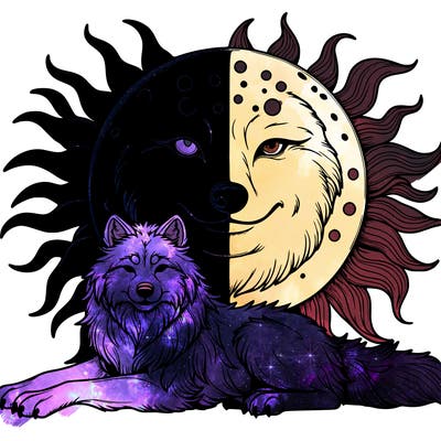 moon and sun wolves realistic