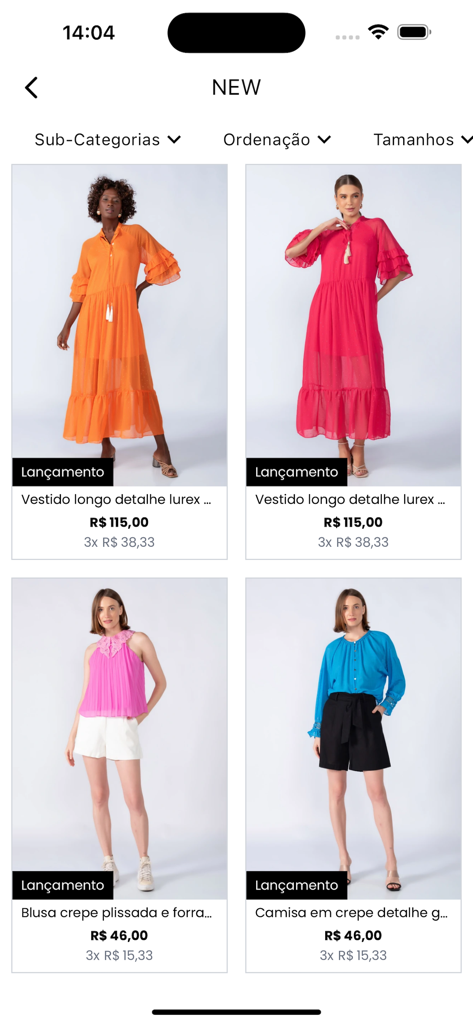 Lamis - Lamisアプリの製品フィードに、ドレスやブラウスなどの新しいレディースファッションアイテムが表示されている