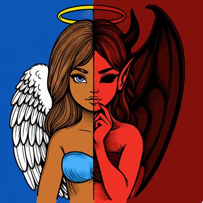 realistic angel half demon