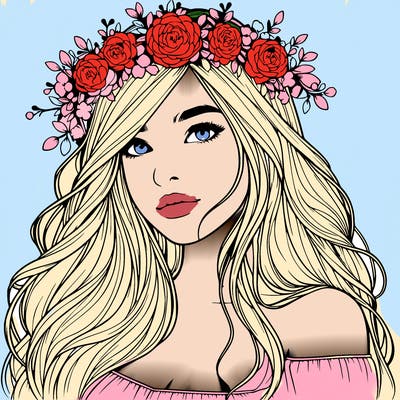 realistic girl with flower crown