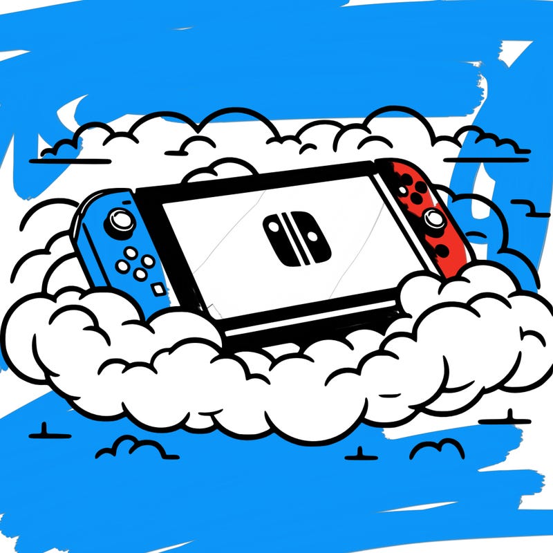 a nintendo switch in the clouds