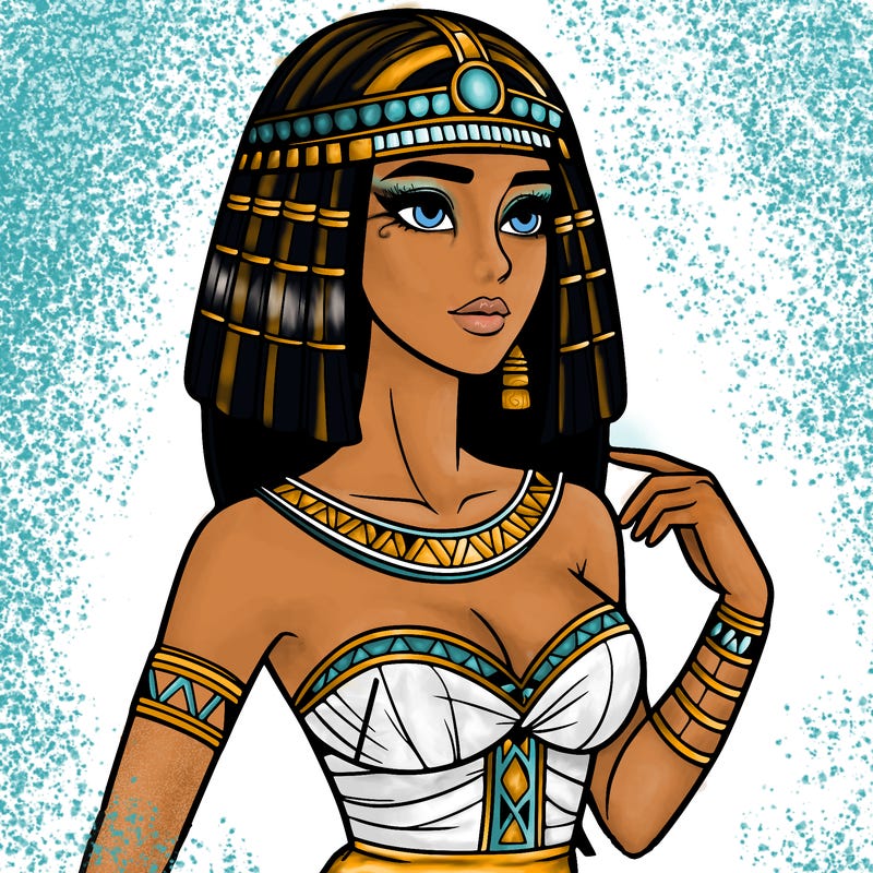 realistic woman wearing a cleopatra costume