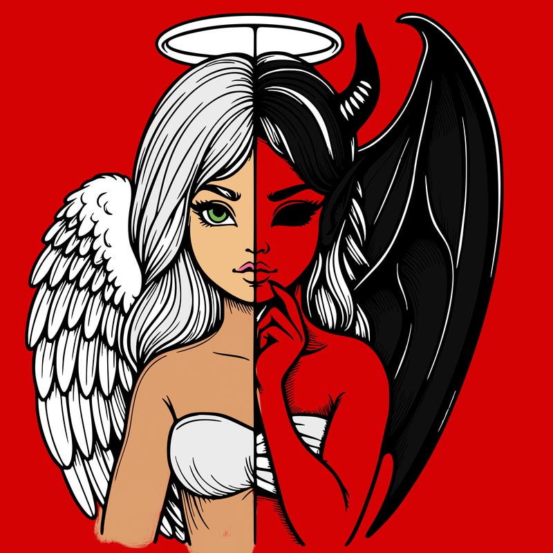 realistic angel half demon