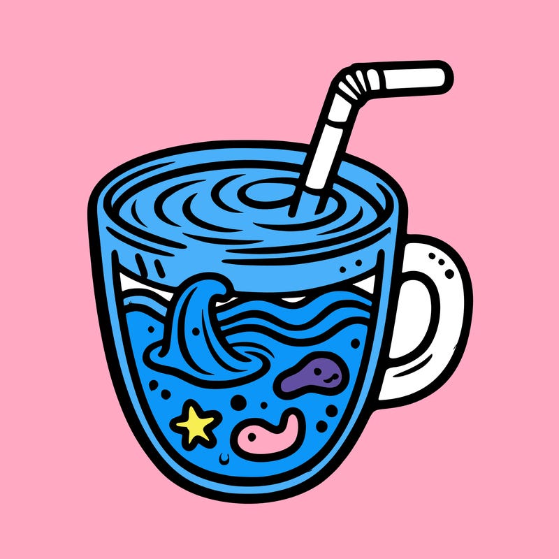 a glass cup with slime in it in the slime is a mini ocean