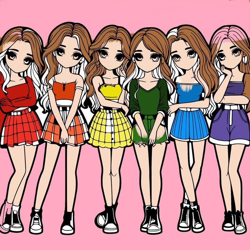 a group of girls realistic