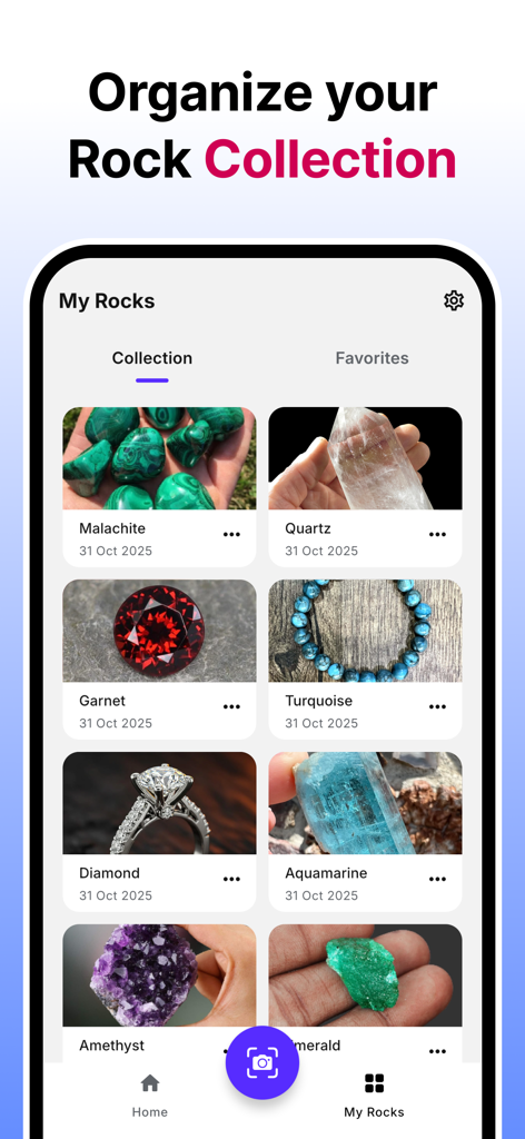 Rock Identifier: Gem & Rock ID - Una galería digital de rocas y gemas identificadas en la aplicación Rock Identifier
