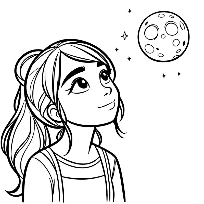 tenag girl looking up at the moon