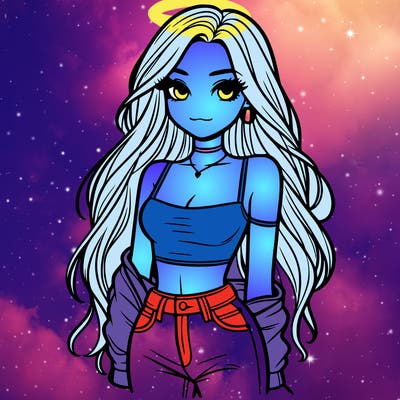 long haired girl with crop top and jeans