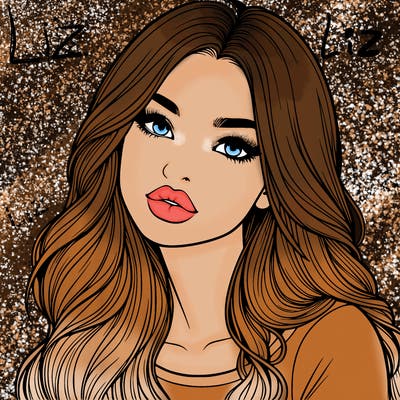 realistic girl with hair on her hair and lips