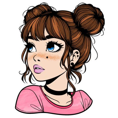 realistic girl with spacebuns