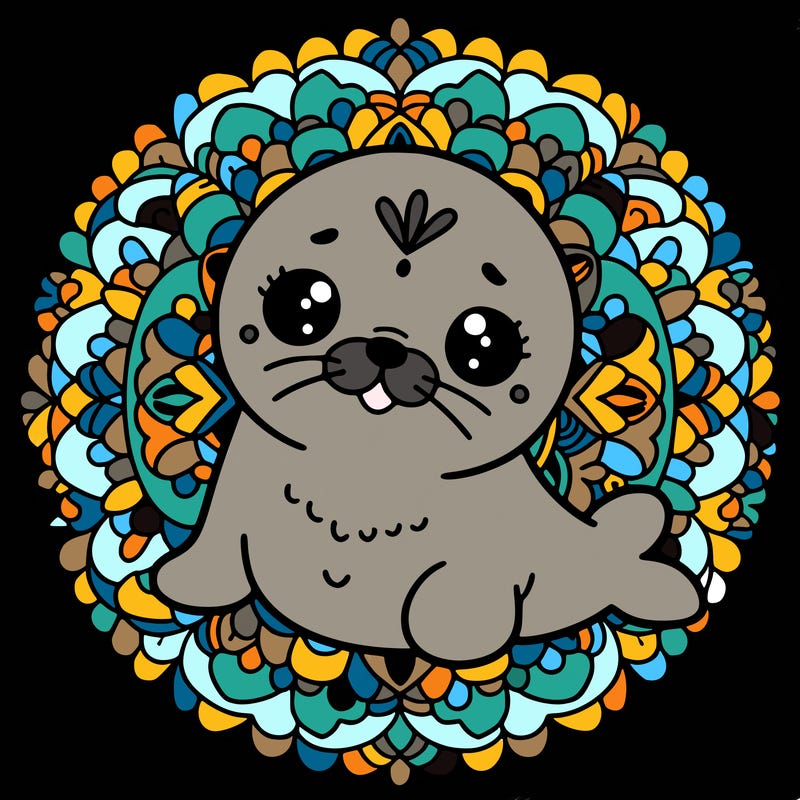 a cute baby seal mandala