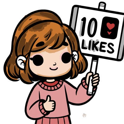 girl with a sign that says 10 likes