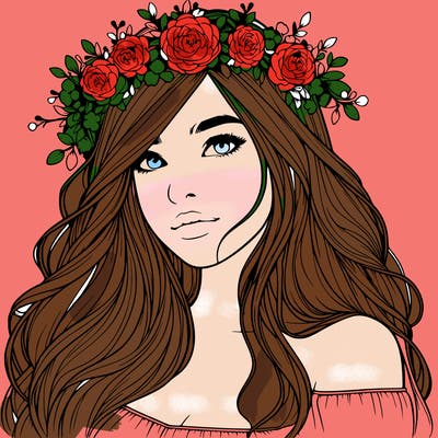 realistic girl with flower crown