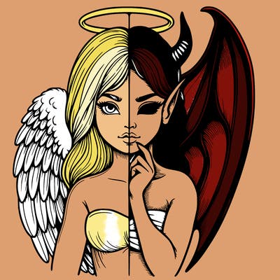 realistic angel half demon
