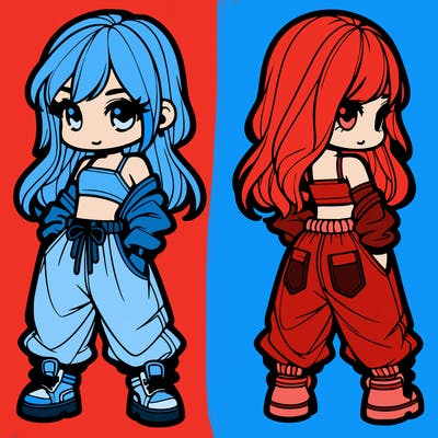 girl in crop top and baggy pants