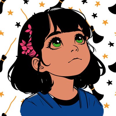 realistic girl looking up