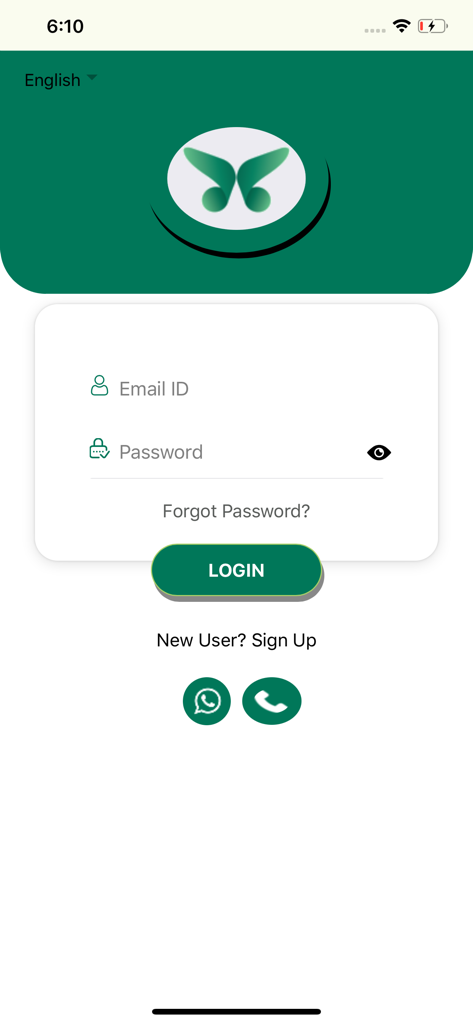 AFNIC App - Login screen of the AFNIC insurance app with email and password input fields