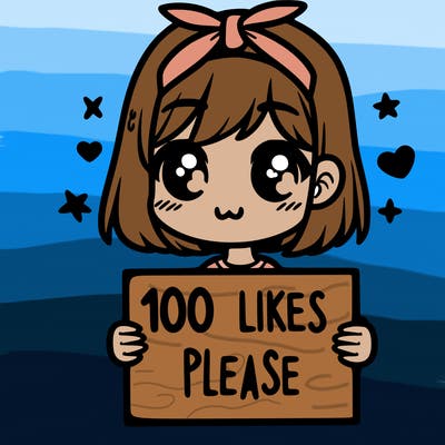girl holding sign saying 100 likes please