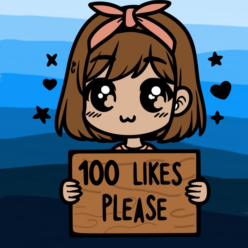 girl holding sign saying 100 likes please